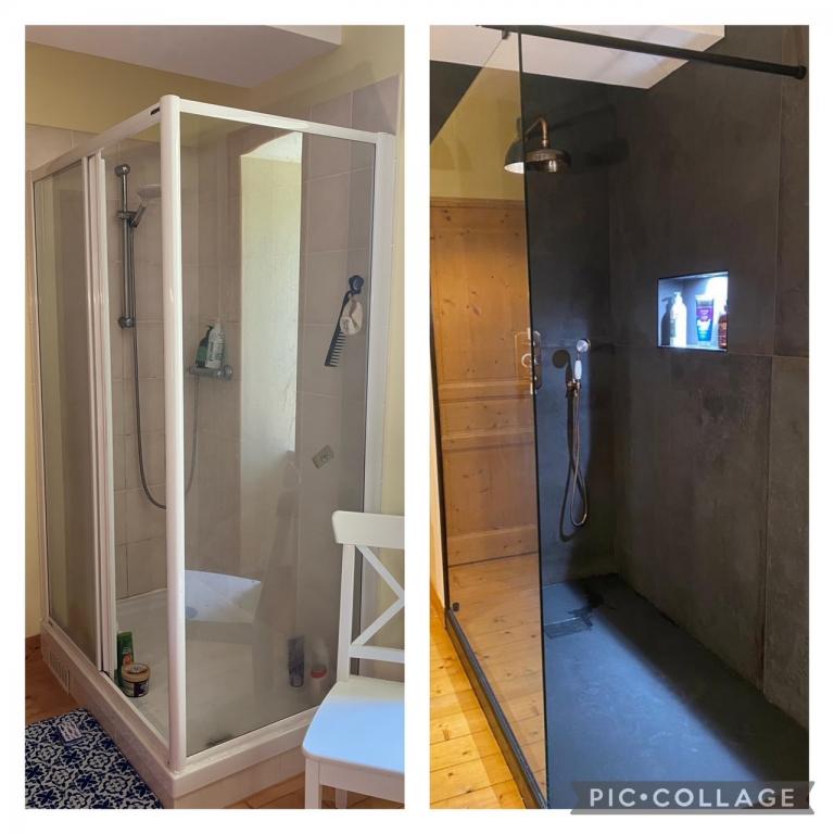 Cration d'une douche complte avec travaux de faence et d'une niche claire